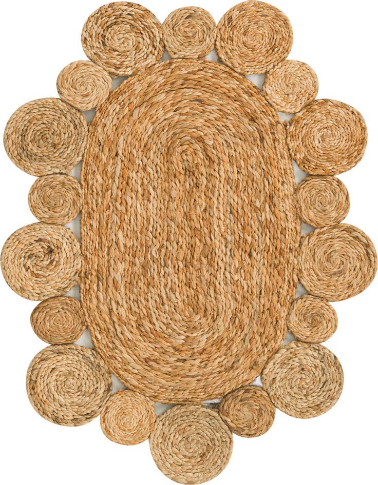 Detail image of 2' x 3' 1  Hand Braided Jute Oval Rug