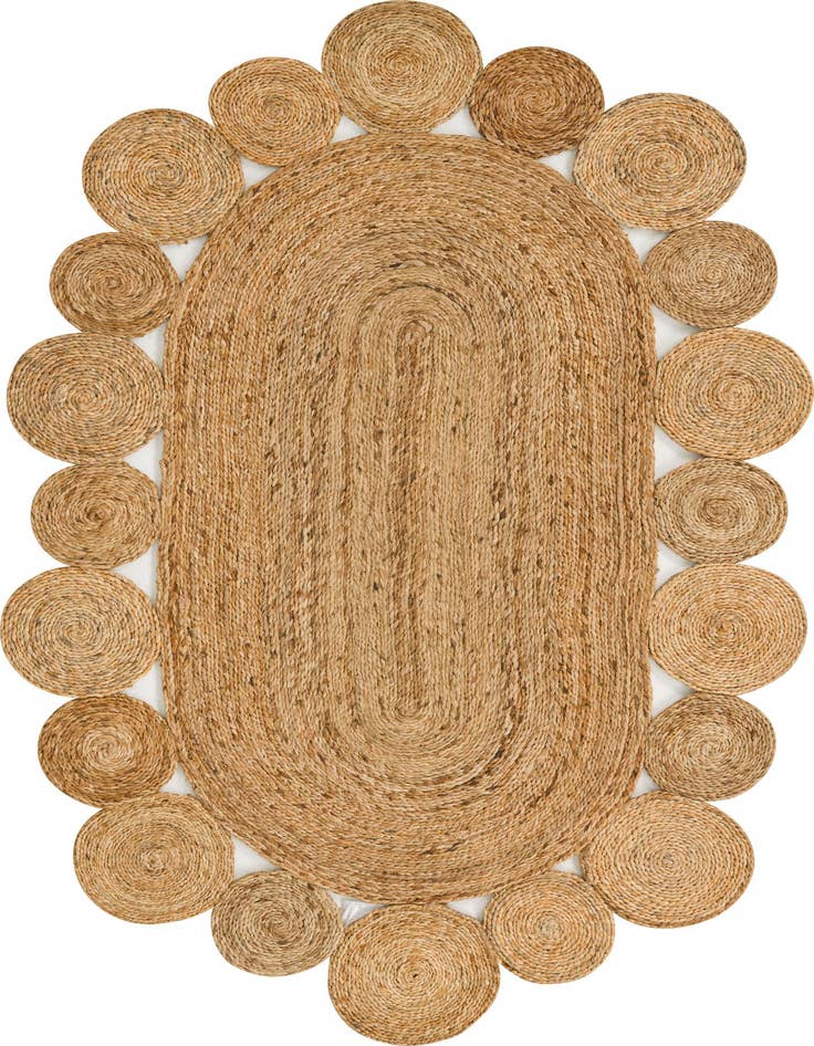 Detail image of 4' 1 x 6' 1  Hand Braided Jute Oval Rug