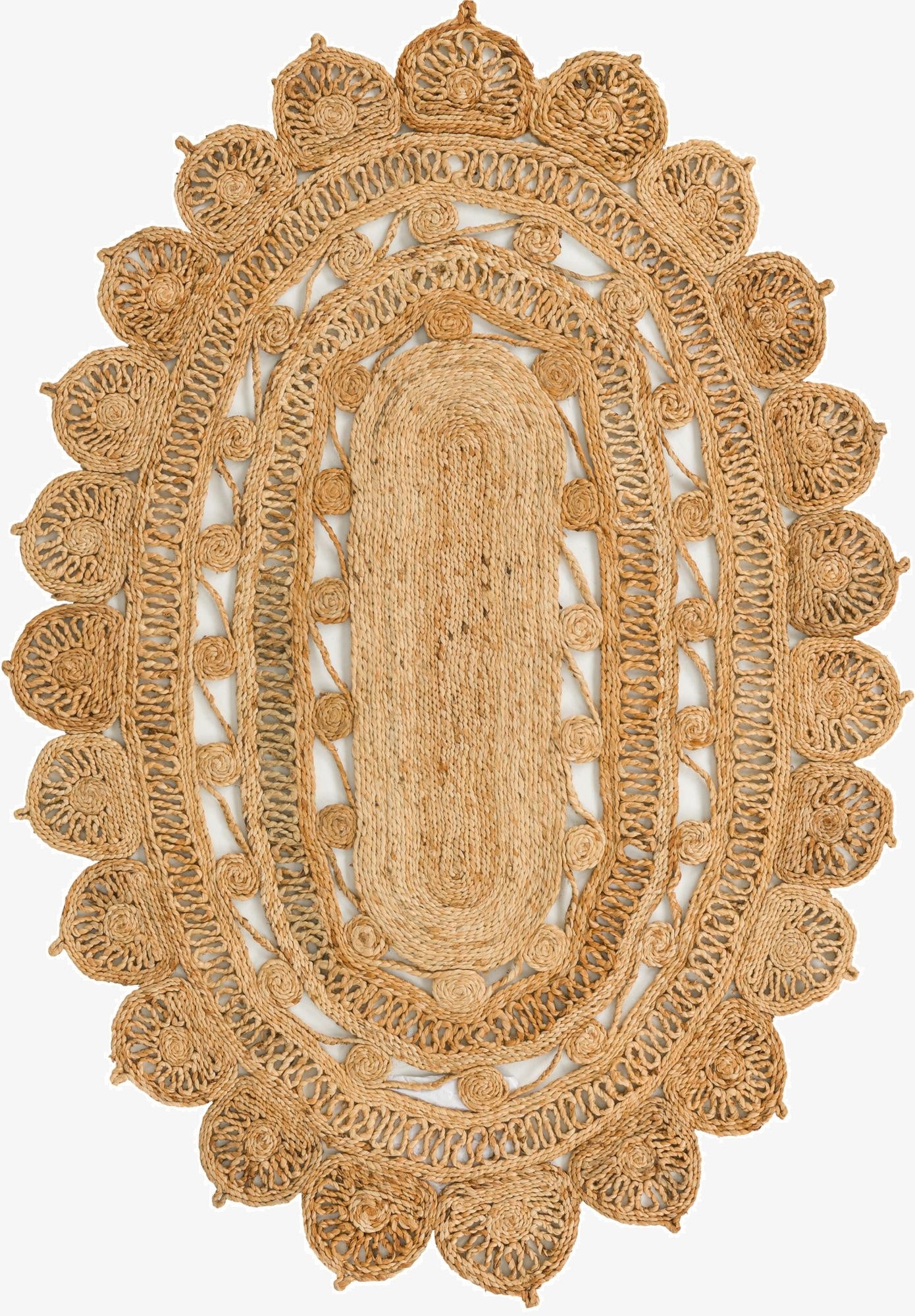 Primary image 4' 1 x 6' 1  Hand Braided Jute Oval Rug
