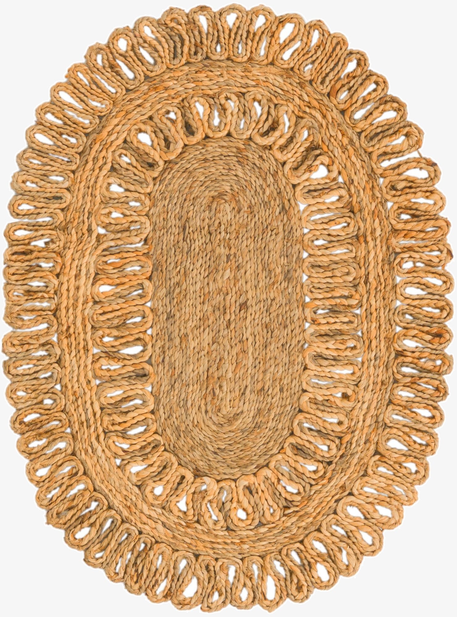2' x 3' 1  Hand Braided Jute Oval Rug