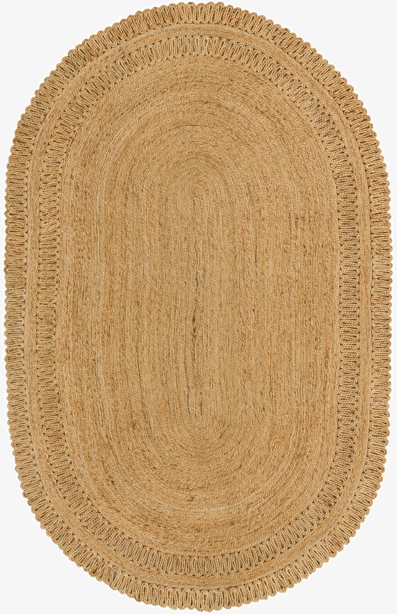 5' 1 x 8'  Hand Braided Jute Oval Rug