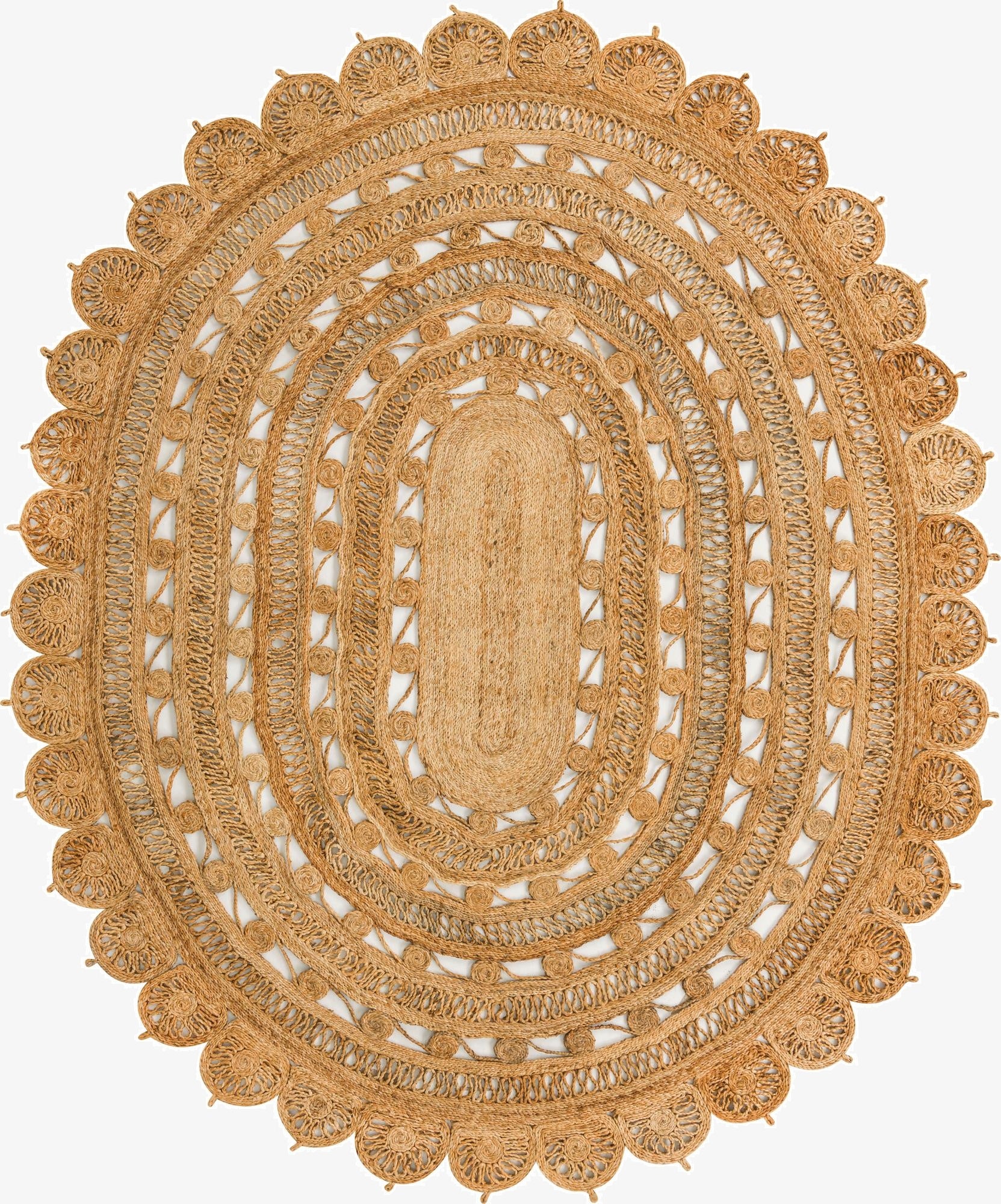 7' 10 x 10'  Hand Braided Jute Oval Rug