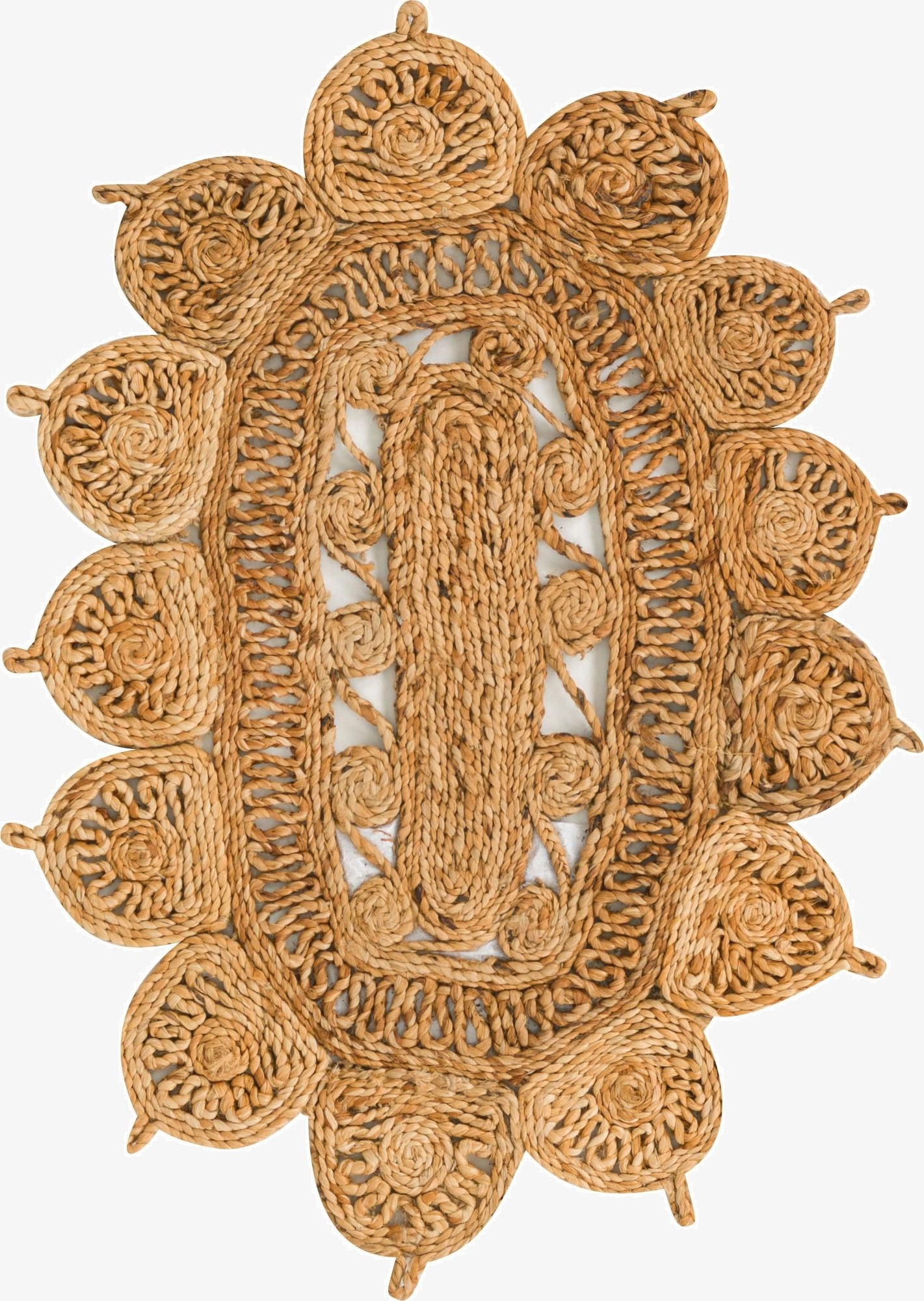 2' x 3' 1  Hand Braided Jute Oval Rug