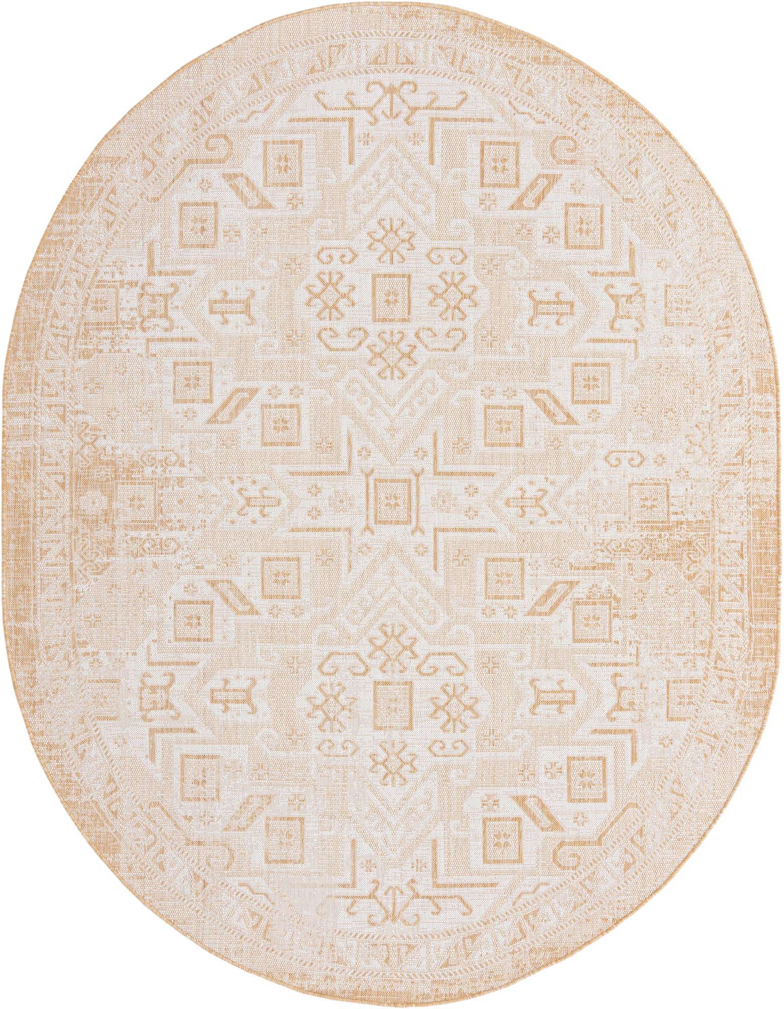 7' 10 x 10' Easy-Clean Aztec Indoor / Outdoor Oval Rug