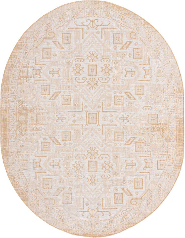 Detail image of 7' 10 x 10' Easy-Clean Aztec Indoor / Outdoor Oval Rug
