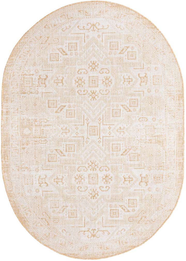 5' 3 x 8' Easy-Clean Aztec Indoor / Outdoor Oval Rug