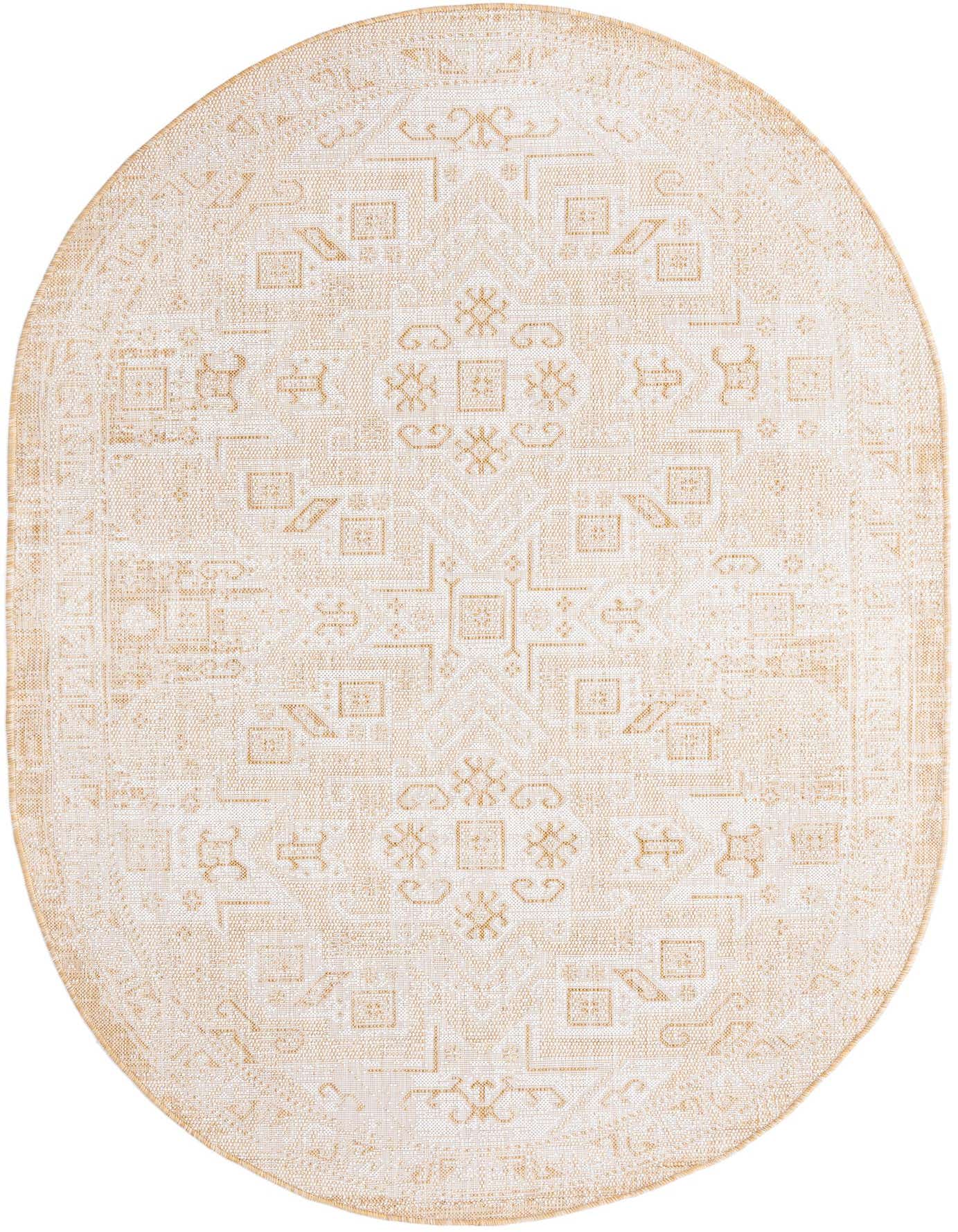 5' 3 x 8' Easy-Clean Aztec Indoor / Outdoor Oval Rug