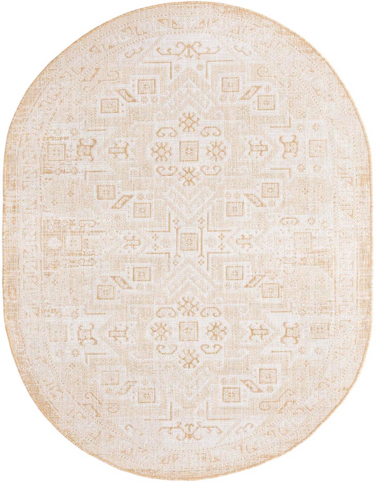 Detail image of 5' 3 x 8' Easy-Clean Aztec Indoor / Outdoor Oval Rug