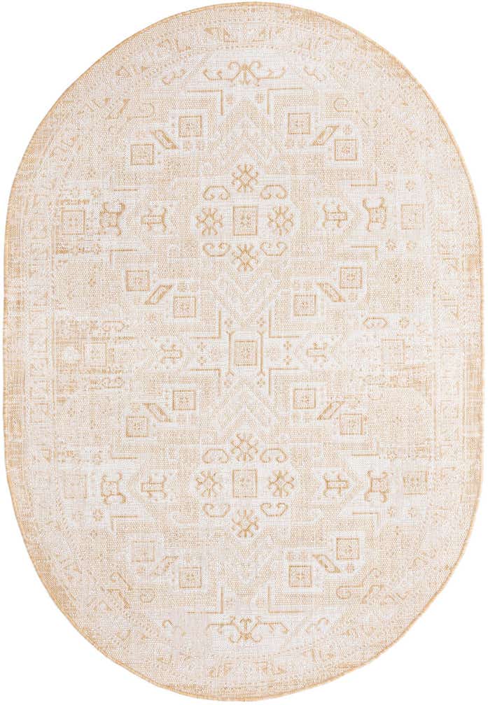 5' 3 x 8' Easy-Clean Aztec Indoor / Outdoor Oval Rug