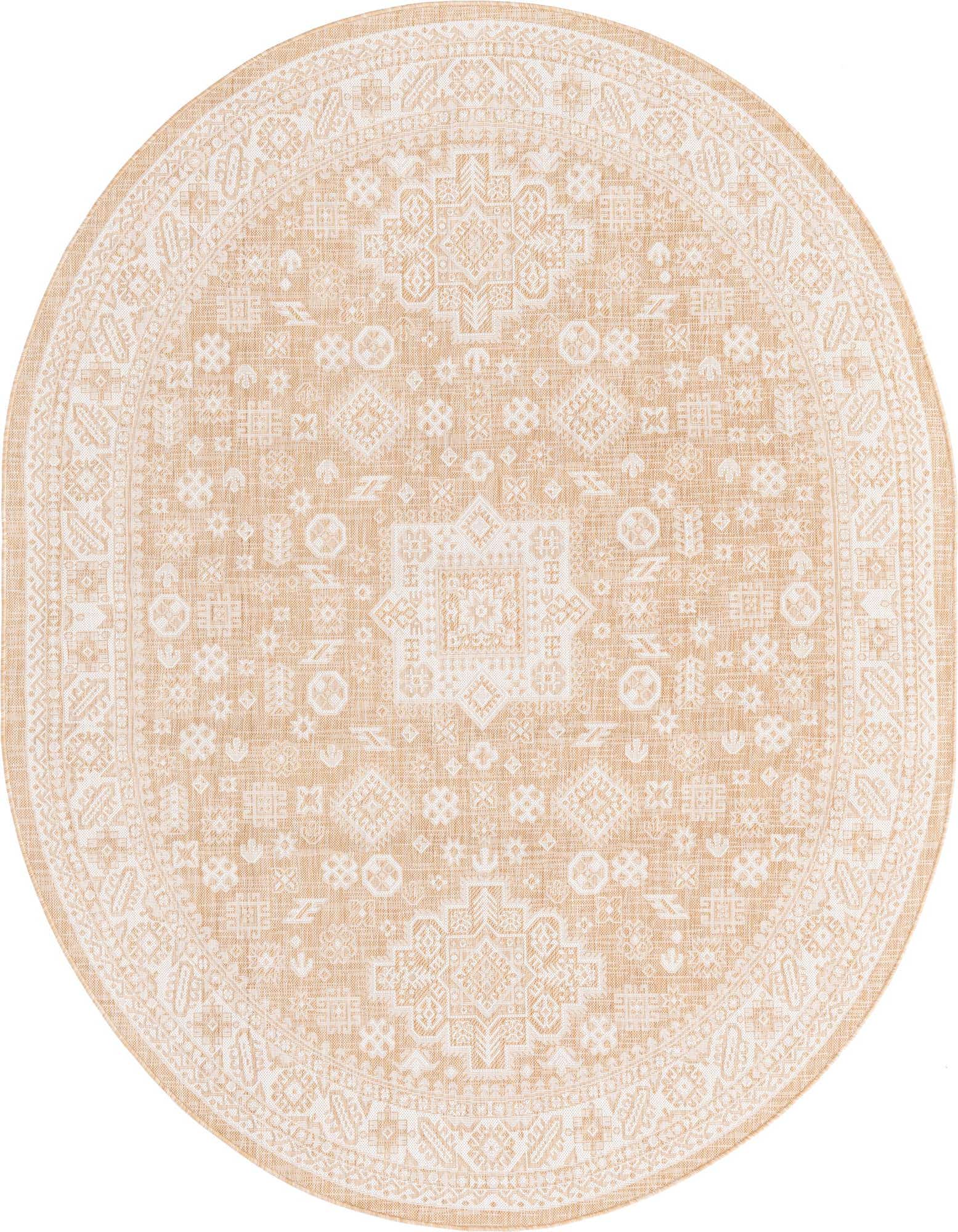 7' 10 x 10' Easy-Clean Aztec Indoor / Outdoor Oval Rug