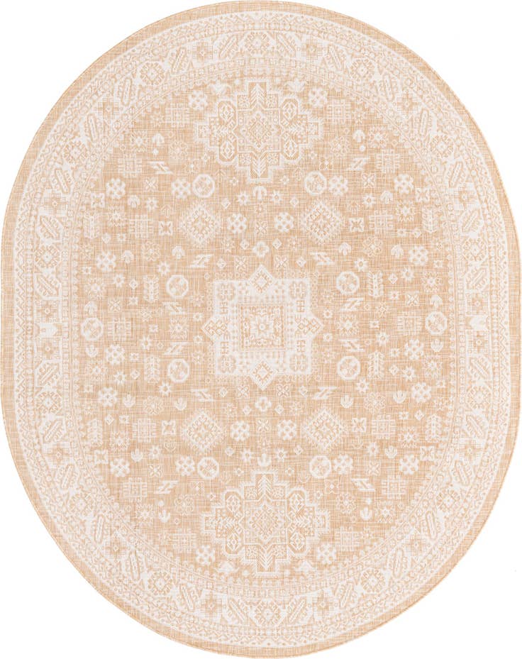 Detail image of 7' 10 x 10' Easy-Clean Aztec Indoor / Outdoor Oval Rug