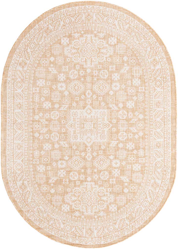 5' 3 x 8' Easy-Clean Aztec Indoor / Outdoor Oval Rug