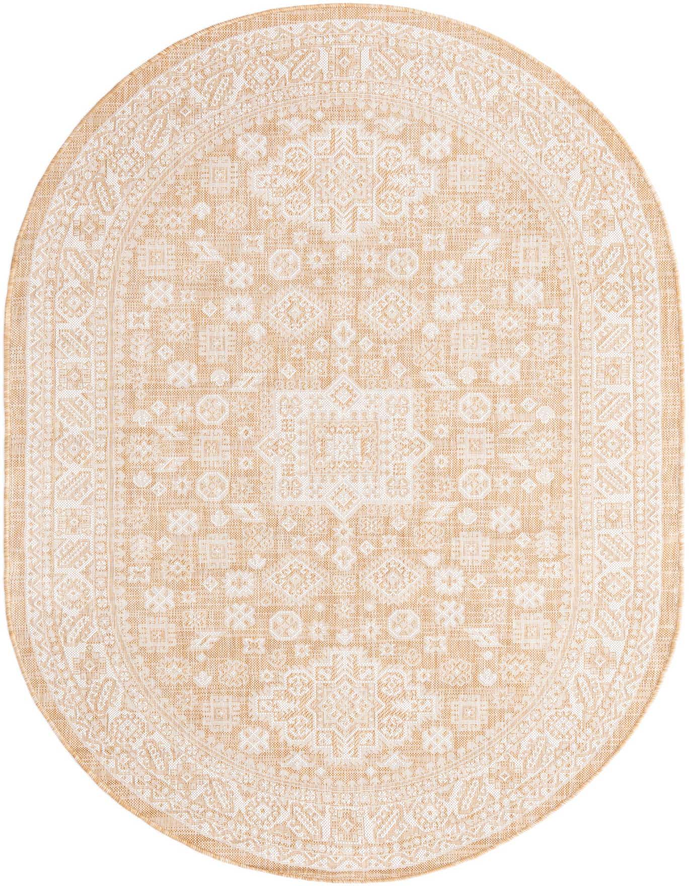 5' 3 x 8' Easy-Clean Aztec Indoor / Outdoor Oval Rug
