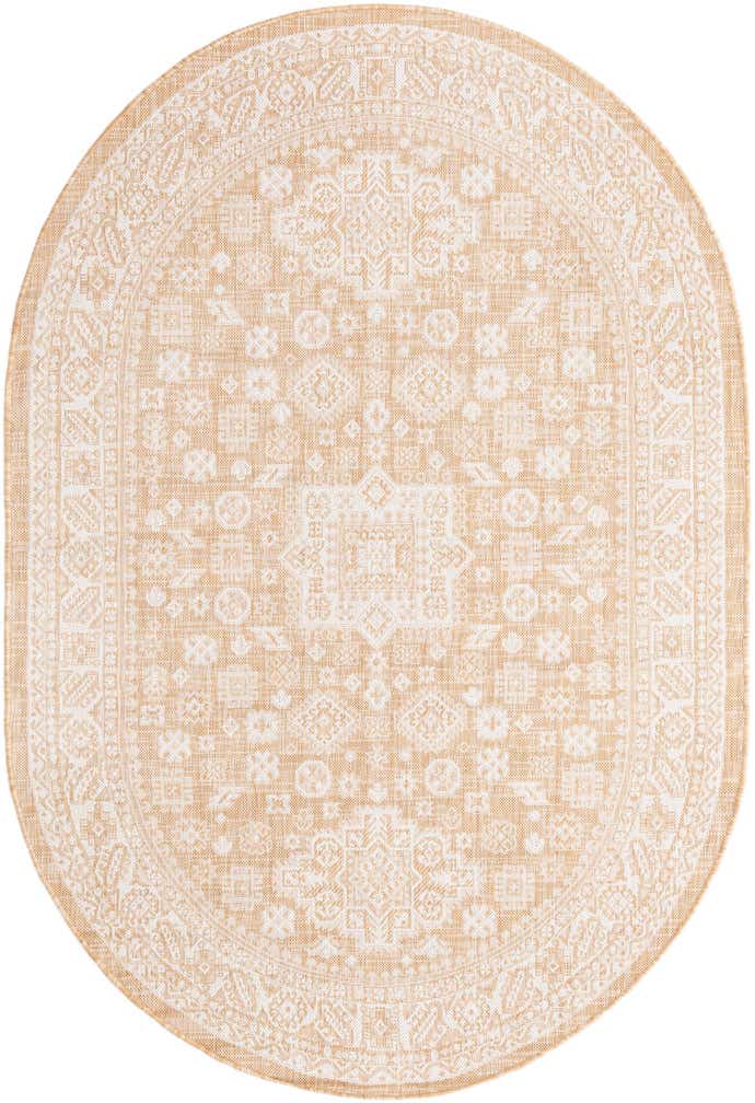 5' 3 x 8' Easy-Clean Aztec Indoor / Outdoor Oval Rug