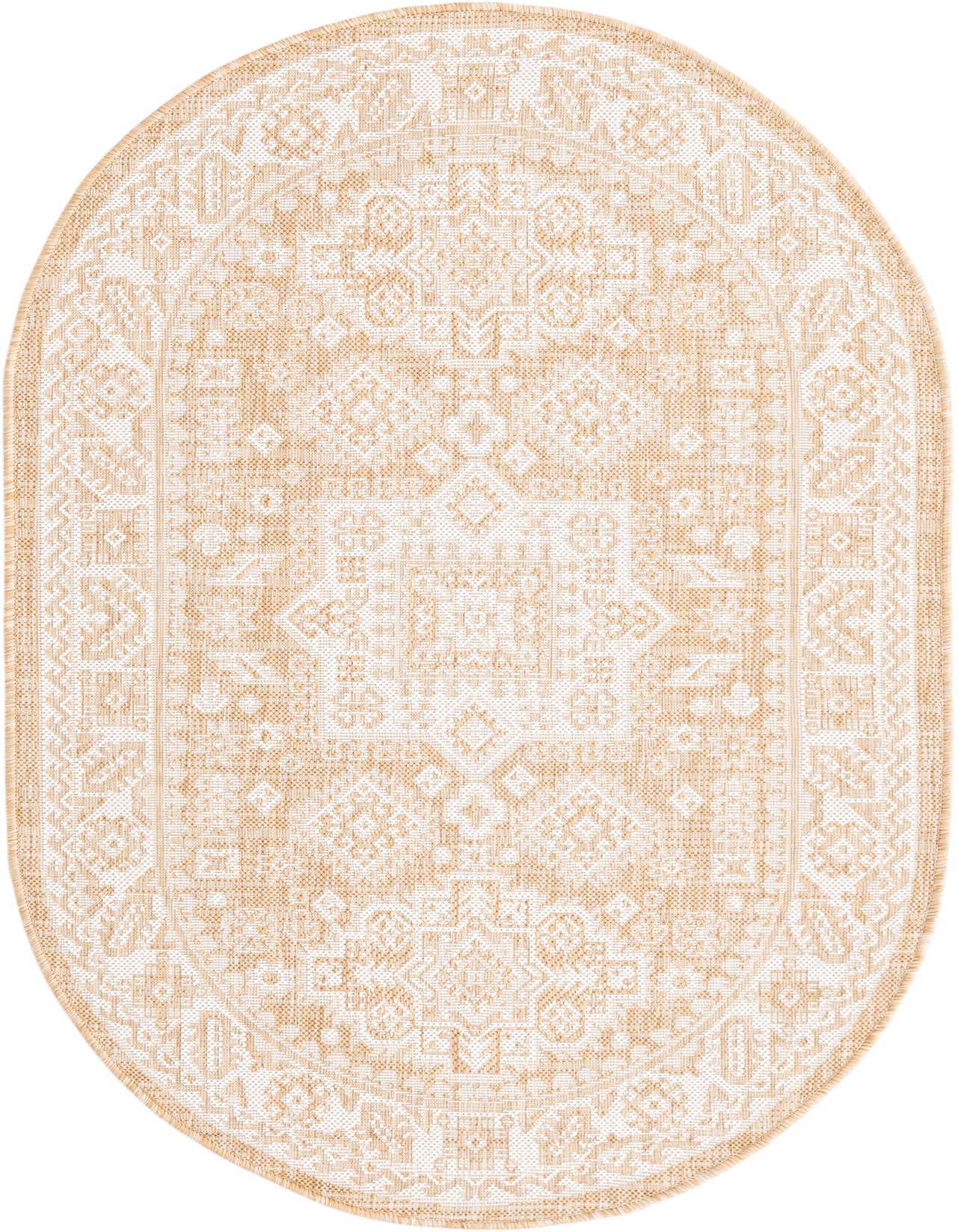 3' x 5' 3 Easy-Clean Aztec Indoor / Outdoor Oval Rug