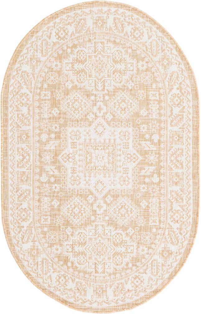 3' x 5' 3 Easy-Clean Aztec Indoor / Outdoor Oval Rug