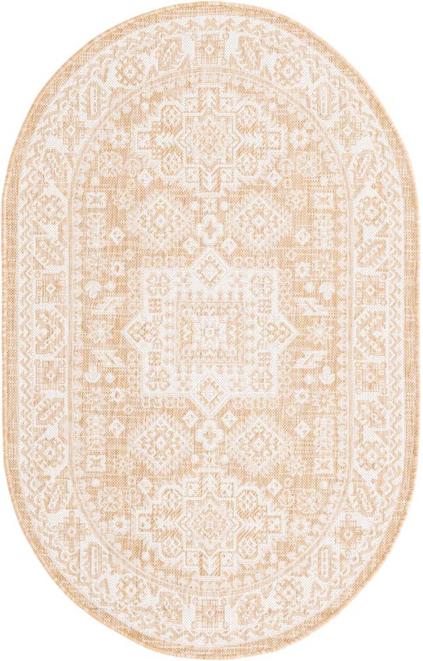 Detail image of 3' x 5' 3 Easy-Clean Aztec Indoor / Outdoor Oval Rug