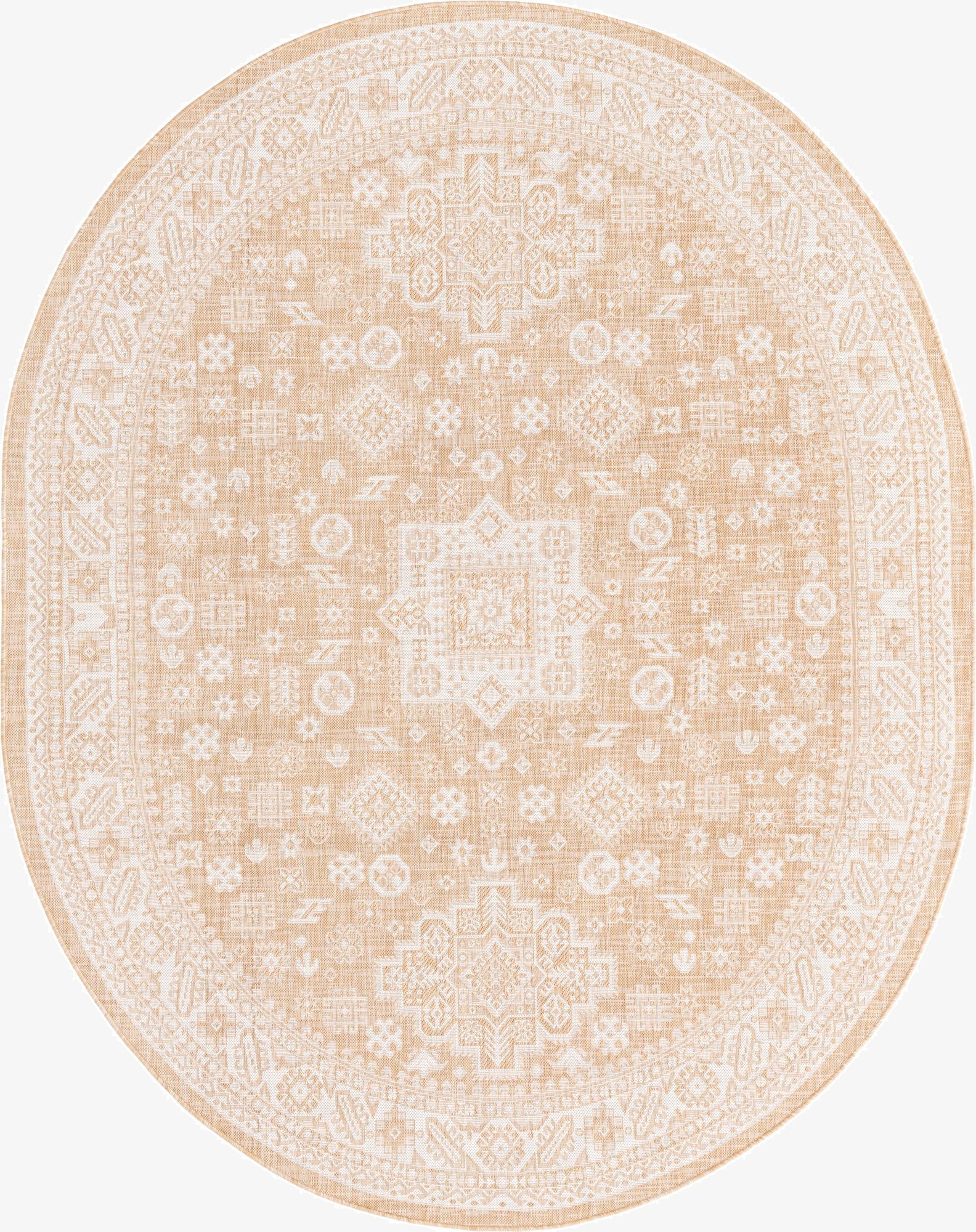 7' 10 x 10'  Washable Aztec Indoor / Outdoor Oval Rug