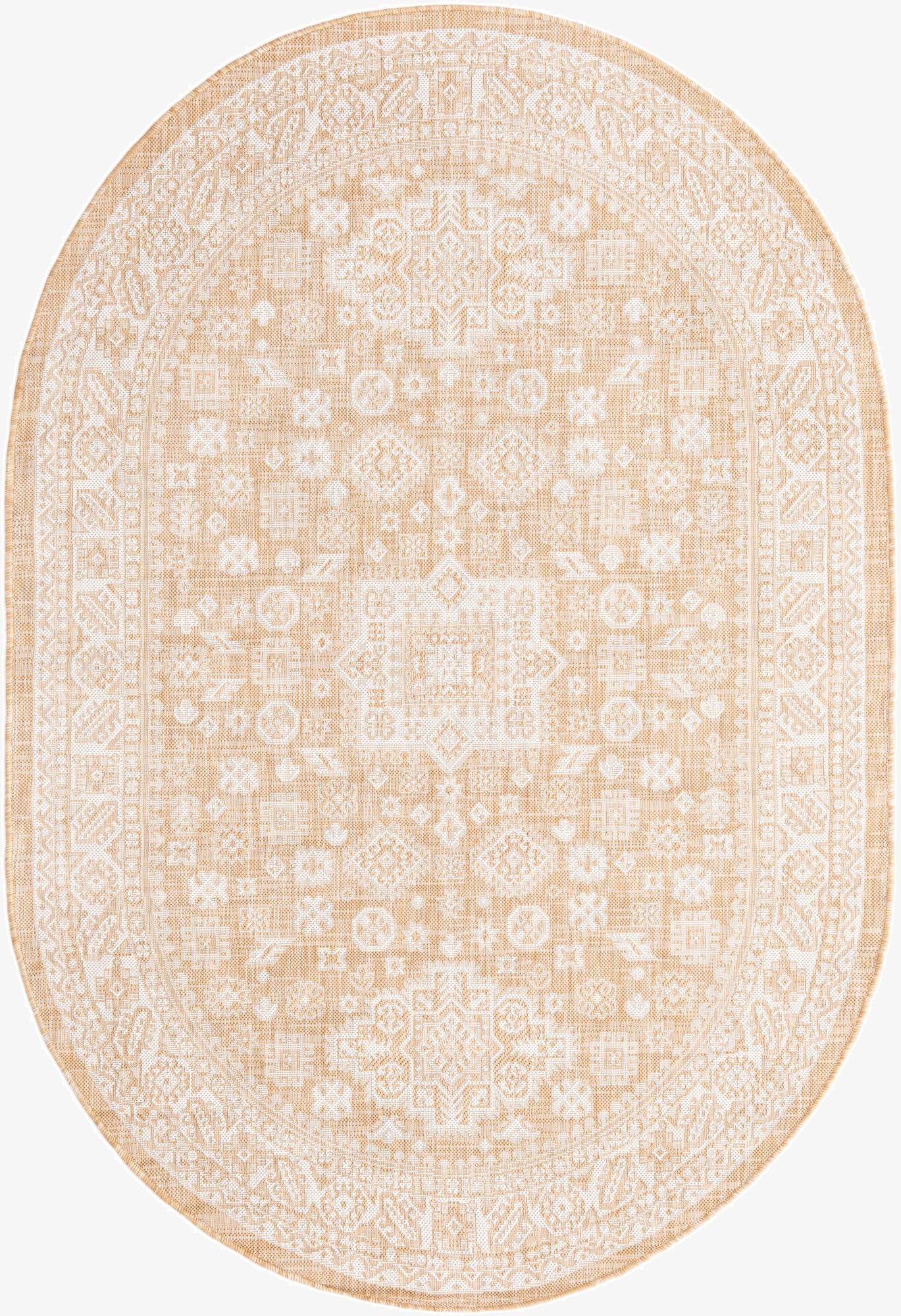 Primary image 5' 3 x 8'  Washable Aztec Indoor / Outdoor Oval Rug