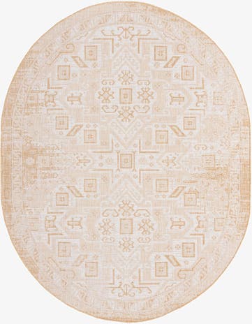 Natural Easy-Clean Aztec Indoor / Outdoor Oval Rug