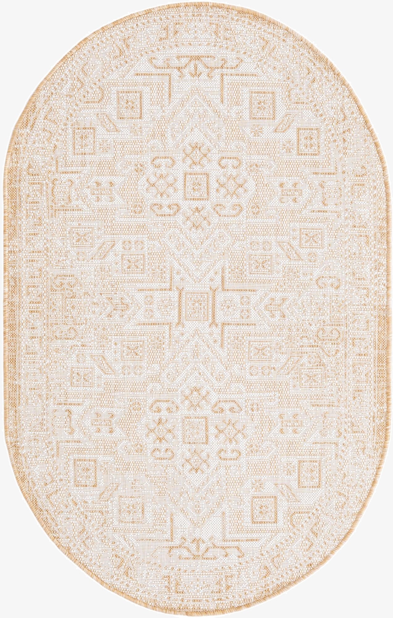 3' x 5' 3  Washable Aztec Indoor / Outdoor Oval Rug