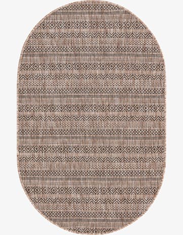 Natural Easy-Clean Ribbon Indoor / Outdoor Oval Rug