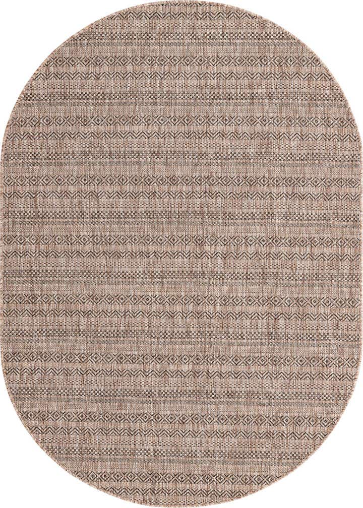 5' 3 x 8' Easy-Clean Striped Indoor / Outdoor Oval Rug