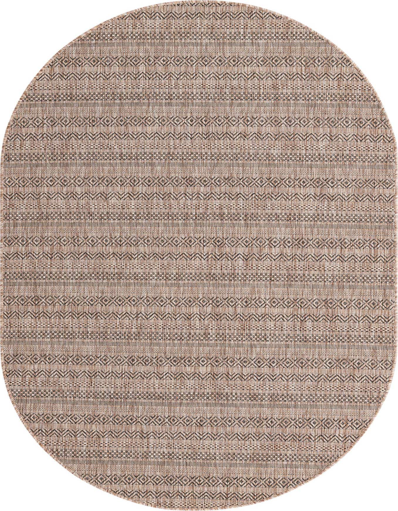5' 3 x 8' Easy-Clean Striped Indoor / Outdoor Oval Rug