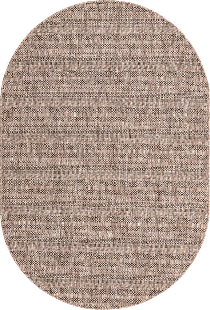 5' 3 x 8' Easy-Clean Striped Indoor / Outdoor Oval Rug