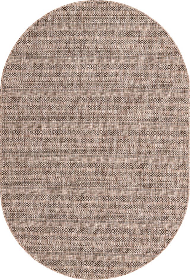 Detail image of 5' 3 x 8' Easy-Clean Striped Indoor / Outdoor Oval Rug