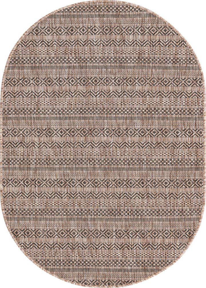 3' x 5' 3 Easy-Clean Striped Indoor / Outdoor Oval Rug