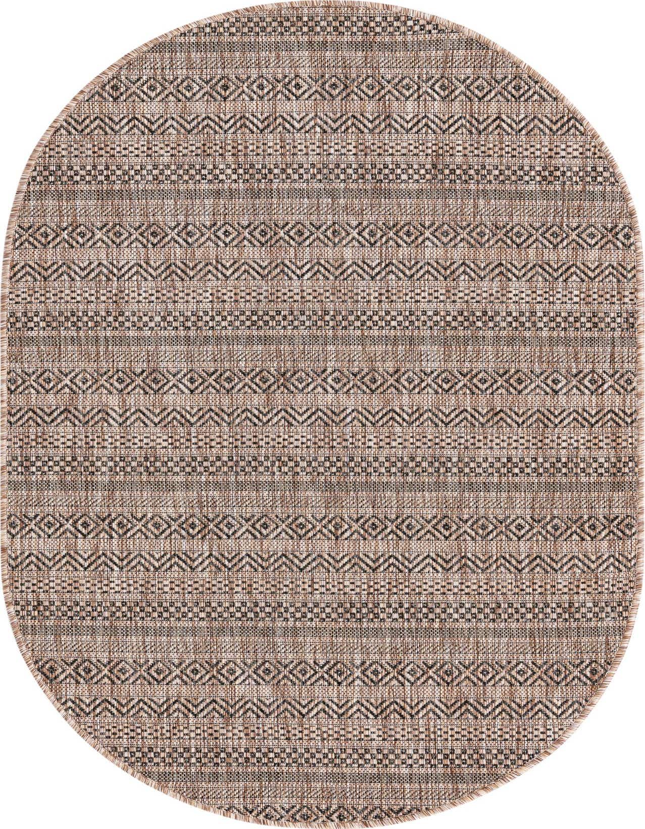 3' x 5' 3 Easy-Clean Striped Indoor / Outdoor Oval Rug