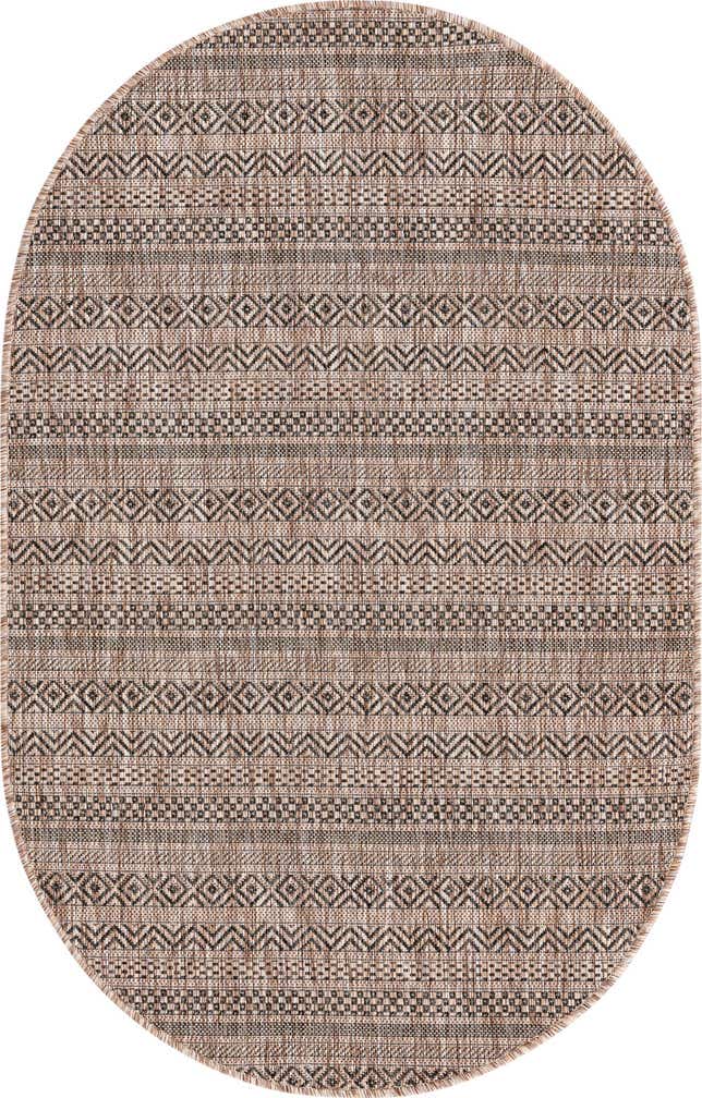 3' x 5' 3 Easy-Clean Striped Indoor / Outdoor Oval Rug