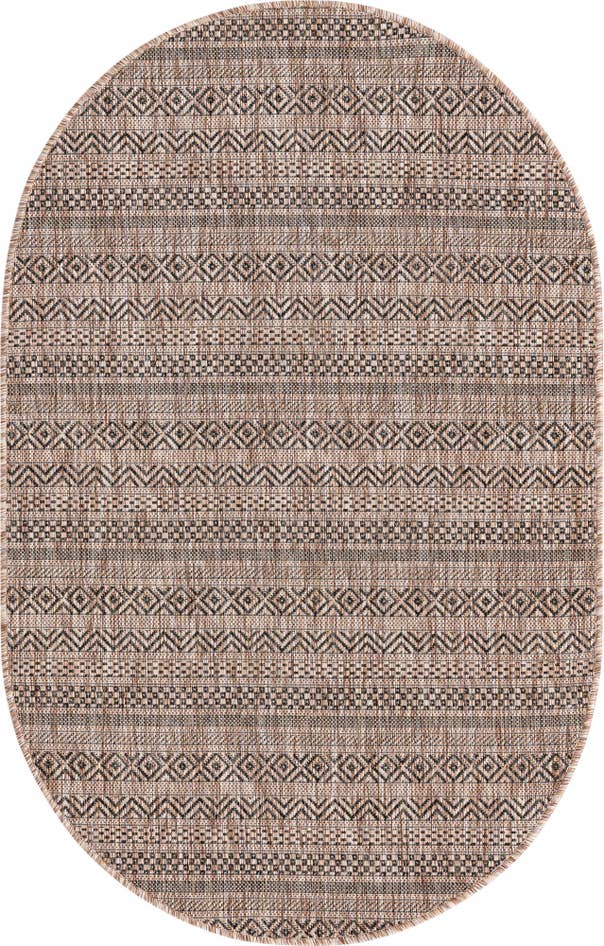 Detail image of 3' x 5' 3 Easy-Clean Striped Indoor / Outdoor Oval Rug