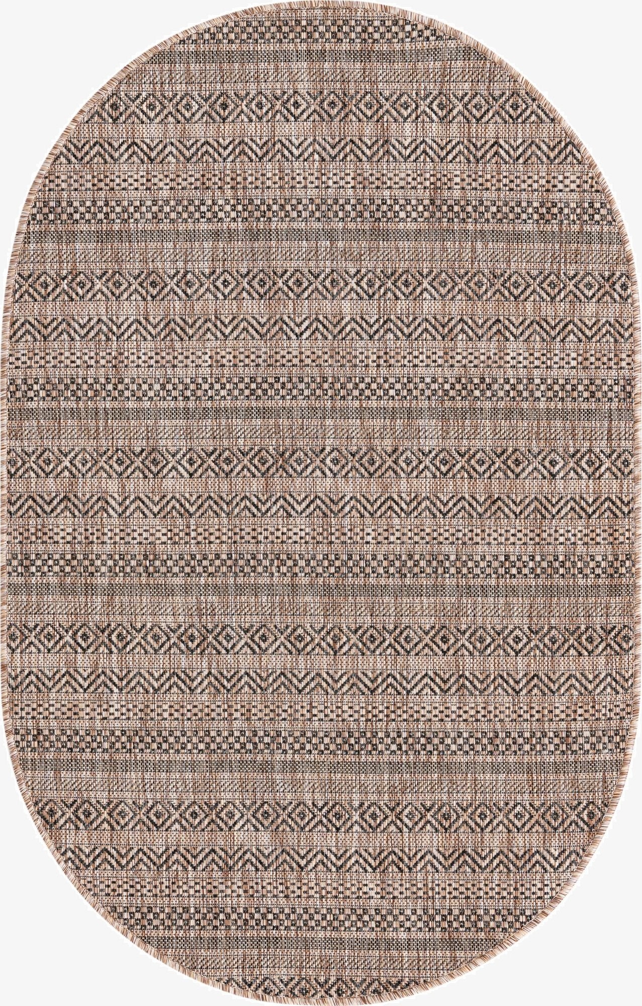 Primary image 3' x 5' 3  Washable Striped Indoor / Outdoor Oval Rug