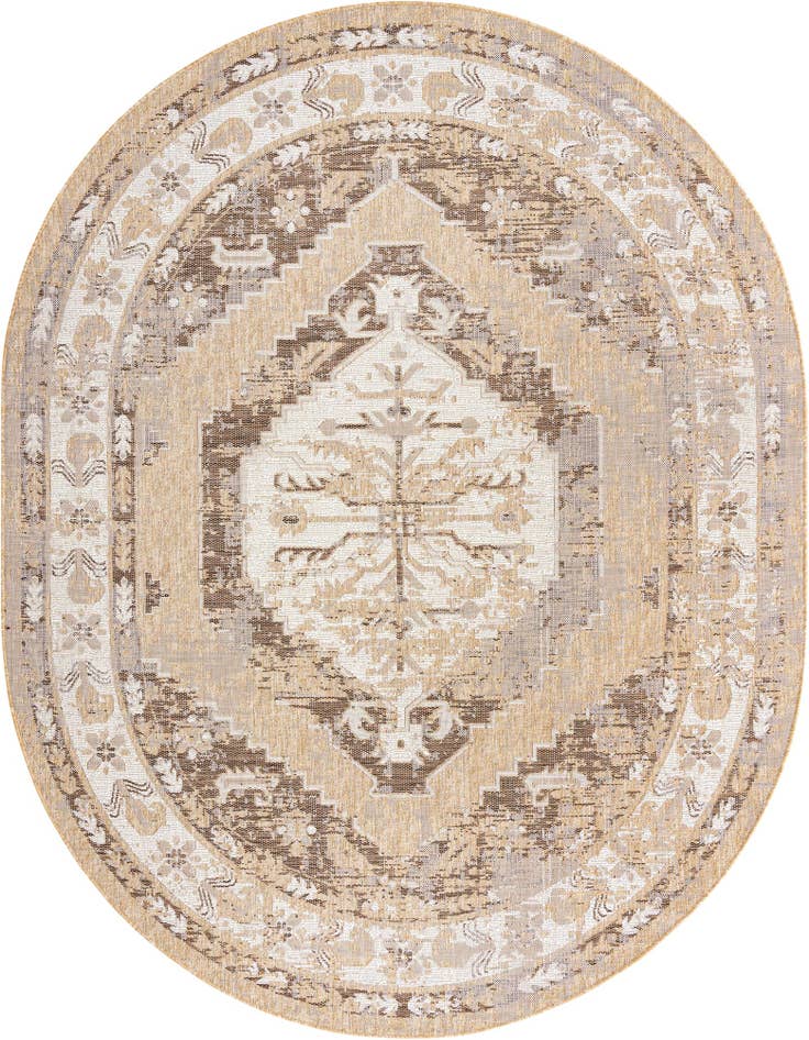 Detail image of 7' 10 x 10' Easy-Clean Traditional Indoor / Outdoor Oval Rug