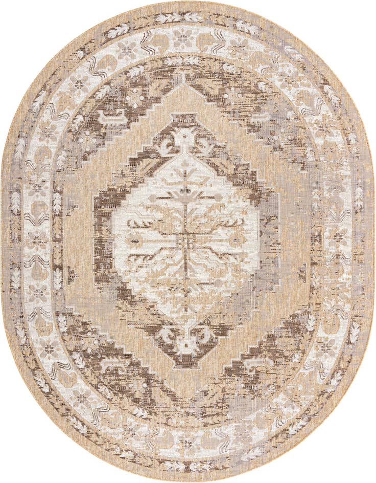 Detail image of 7' 10 x 10' Easy-Clean Traditional Indoor / Outdoor Oval Rug