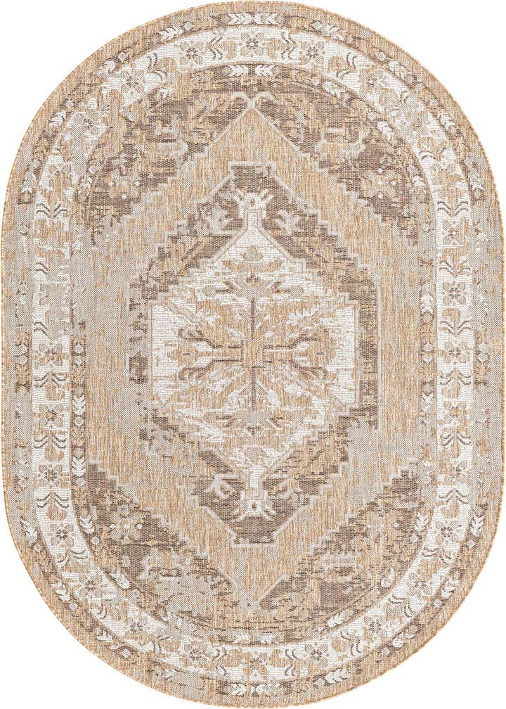 5' 3 x 8' Easy-Clean Traditional Indoor / Outdoor Oval Rug