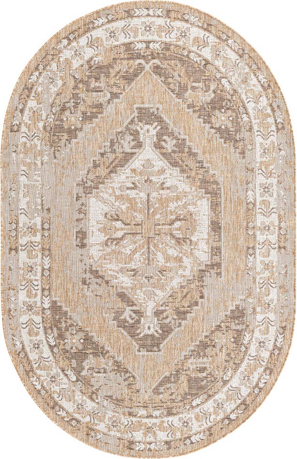 Detail image of 5' 3 x 8' Easy-Clean Traditional Indoor / Outdoor Oval Rug
