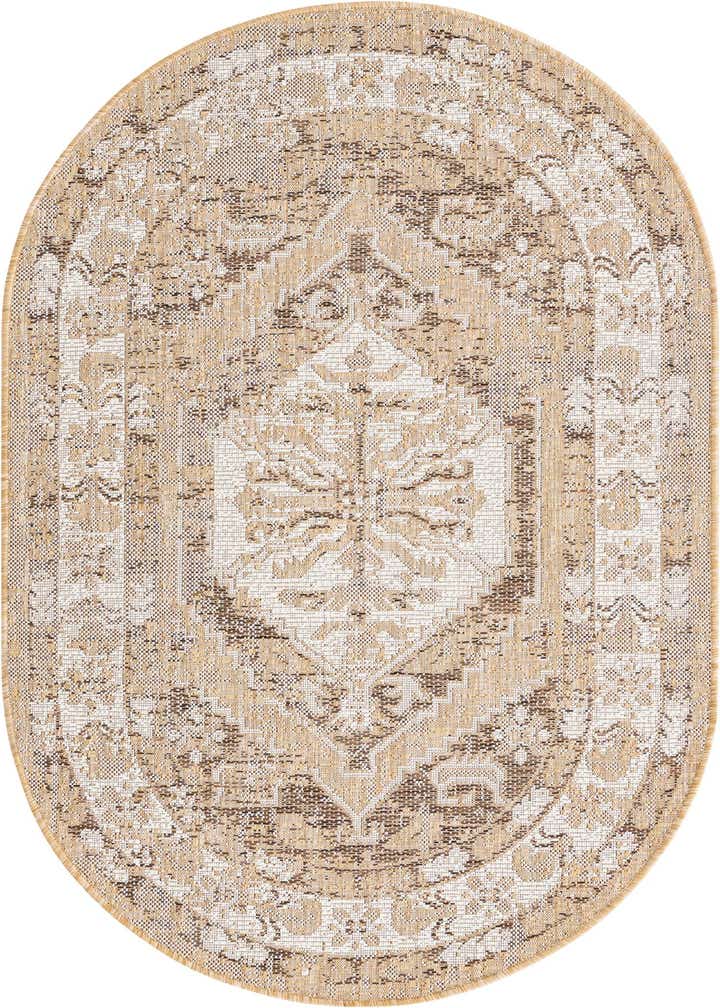 3' x 5' 3 Easy-Clean Traditional Indoor / Outdoor Oval Rug
