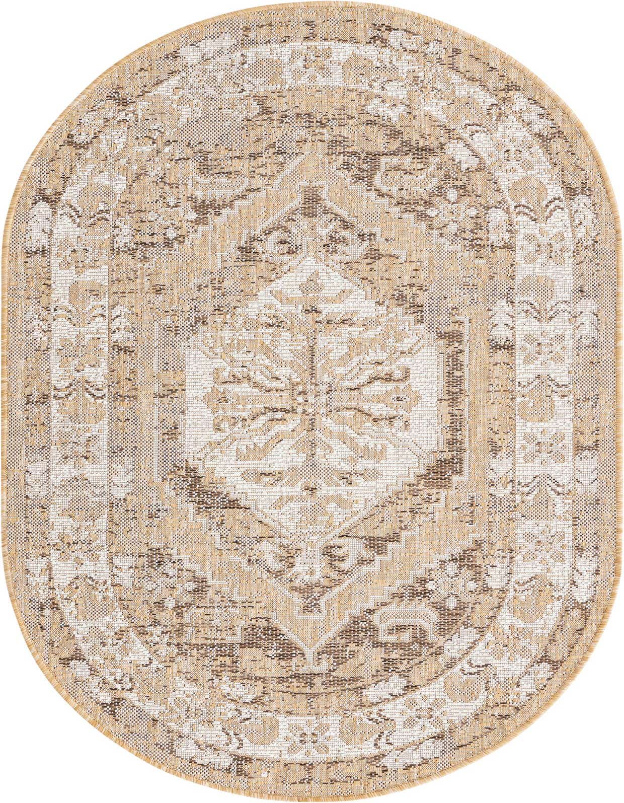3' x 5' 3 Easy-Clean Traditional Indoor / Outdoor Oval Rug