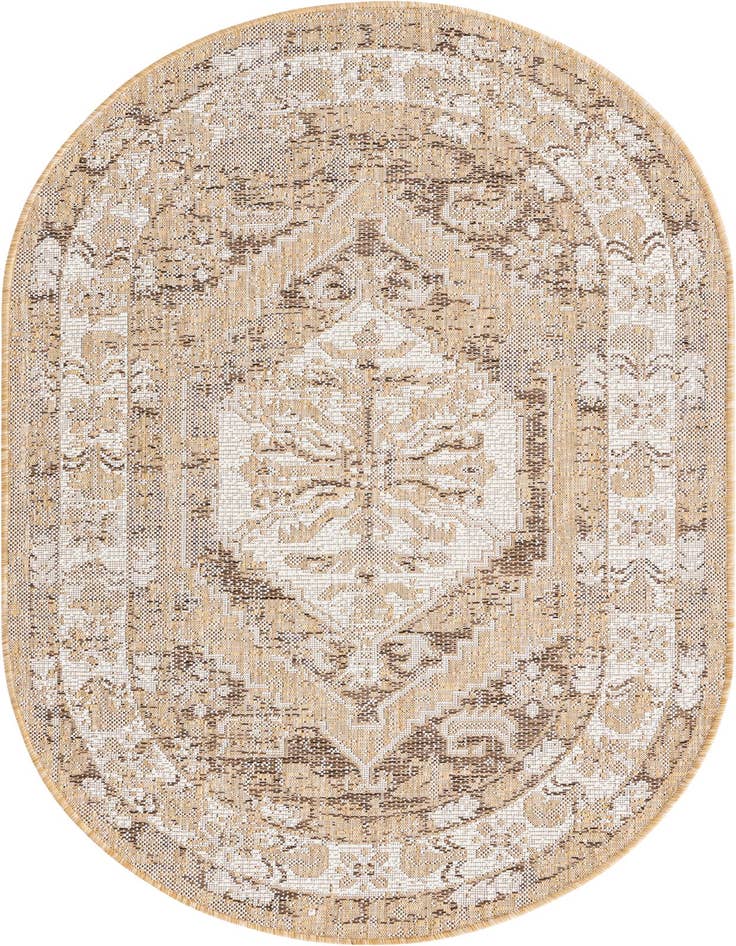Detail image of 3' x 5' 3 Easy-Clean Traditional Indoor / Outdoor Oval Rug