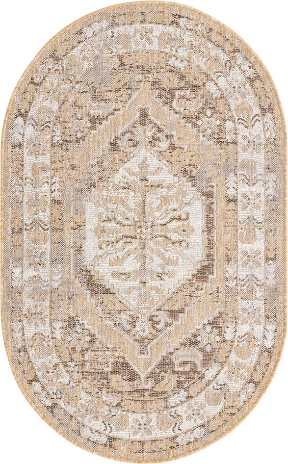 Detail image of 3' x 5' 3 Easy-Clean Traditional Indoor / Outdoor Oval Rug