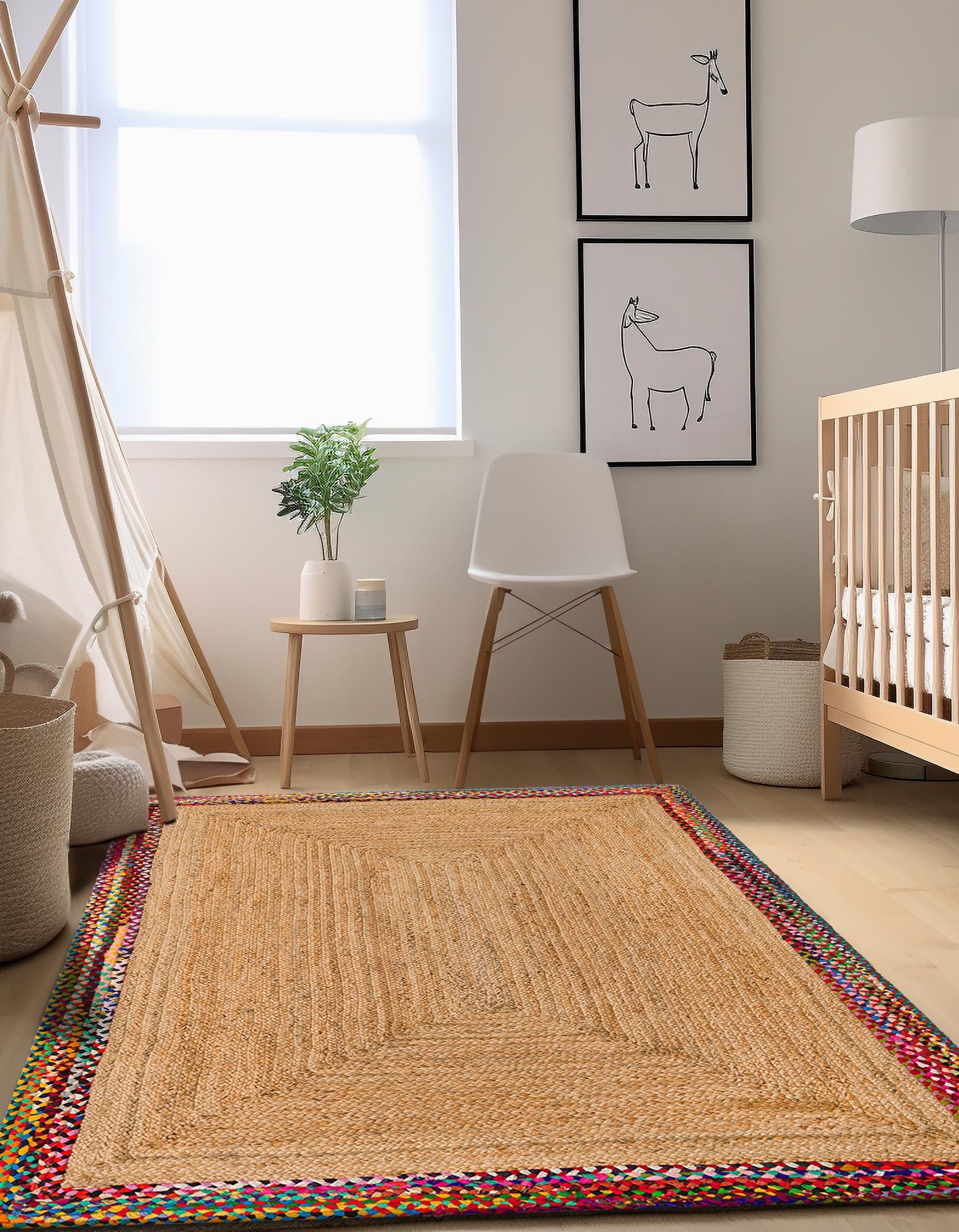 6' 1 x 9' Handmade Braided Jute Rug