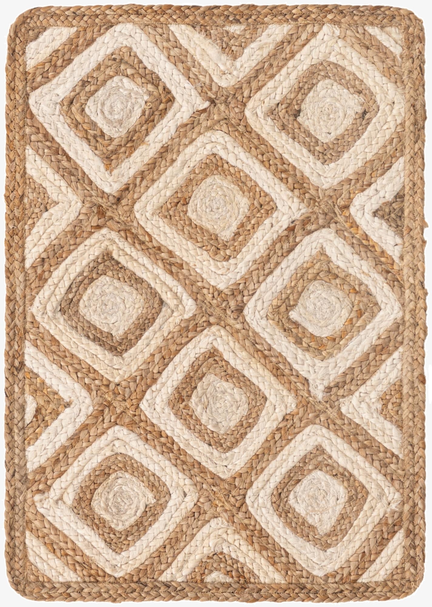 2' x 3' 1  Hand Braided Jute Rug