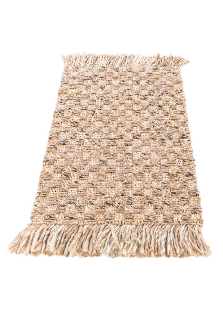 2' 1 x 3' Hand Woven Checkered Jute Wool Rug