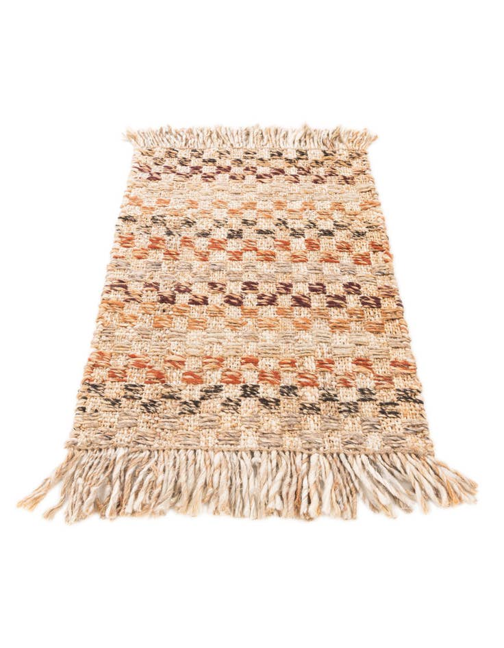 Detail image of 2' 1 x 3' 1 Hand Woven Checkered Jute Wool Rug