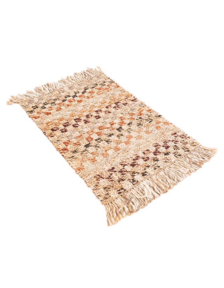 Detail image of 2' 1 x 3' 1 Hand Woven Checkered Jute Wool Rug