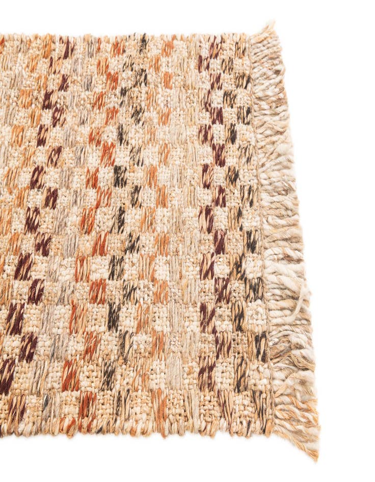 Detail image of 2' 1 x 3' 1 Hand Woven Checkered Jute Wool Rug
