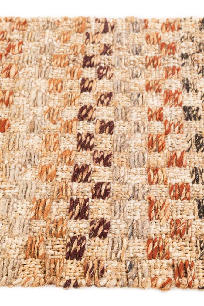 2' 1 x 3' 1 Hand Woven Checkered Jute Wool Rug